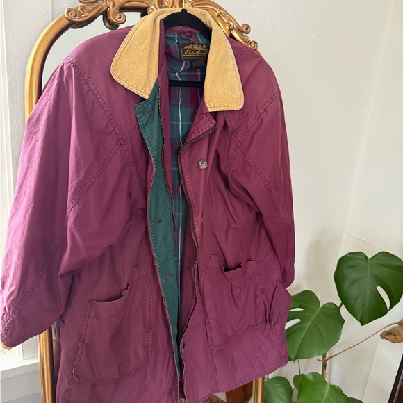 Women's Burgundy Jacket with Tan Collar - Picture 2 of 6